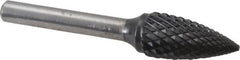 SGS Pro - 1/2" Cut Diam, 1/4" Shank Diam, Tree Head Double Cut Burr - Carbide, Point End, 1" LOC, 2-3/4" OAL - Exact Tooling