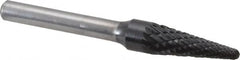 SGS Pro - 3/8" Cut Diam, 1/4" Shank Diam, Taper Head Double Cut Burr - Carbide, Radius End, 1-1/16" LOC, 2-15/16" OAL - Exact Tooling