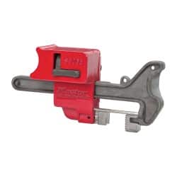 Master Lock - 4 Inch Max Valve Handle Size, Aluminum and Steel Handle On Ball Valve Lockout - 9/32 Inch Max Shackle Diameter, Red - Exact Tooling