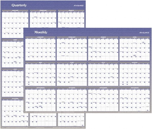 AT-A-GLANCE - 1 Sheet, 32 x 48", Erasable Wall Planner - White & Blue - Exact Tooling