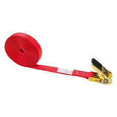 US Cargo Control - Slings & Tiedowns (Load-Rated); Type: Ratchet Tie Down ; Length (Feet): 20 ; Basket Capacity (Lb.): 500 ; Material: Polyester ; Color: Red - Exact Tooling