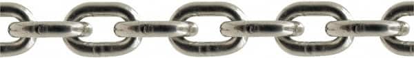 Value Collection - 1/2" Welded Stainless Steel Chain - 6,500 Lb Capacity, Grade 43, 200' Long, Polished Finish - Exact Tooling