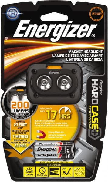 Energizer - White LED Bulb, 200 Lumens, Hands-free Flashlight - Black Plastic Body, 3 AAA Alkaline Batteries Included - Exact Tooling