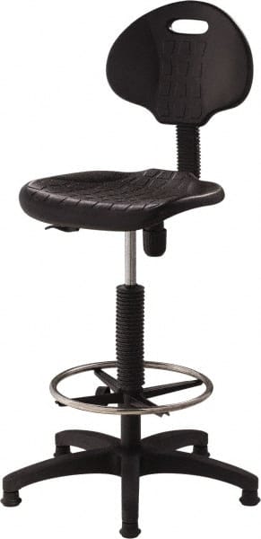 NPS - 18 Inch Wide x 17 Inch Deep x 39 to 47 Inch High, Plastic Base, Polyurethane Chair - Polyurethane Seat, Black - Exact Tooling