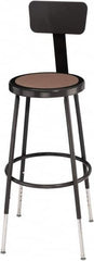 NPS - 14 Inch Wide x 14 Inch Deep x 25 to 32-1/2 Inch High, Steel Base, Adjustable Height Stool - Hardboard Seat, Black - Exact Tooling