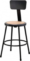 NPS - 24 Inch High, Stationary Fixed Height Stool with Adjustable Height Backrest - 14 Inch Deep x 14 Inch Wide, Hardboard Seat, Black - Exact Tooling