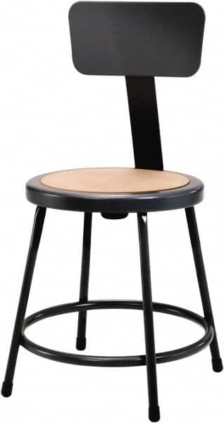 NPS - 18 Inch High, Stationary Fixed Height Stool with Adjustable Height Backrest - 14 Inch Deep x 14 Inch Wide, Hardboard Seat, Black - Exact Tooling
