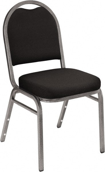 NPS - Fabric Black Stacking Chair - Silver Frame, 18" Wide x 20" Deep x 34" High - Exact Tooling