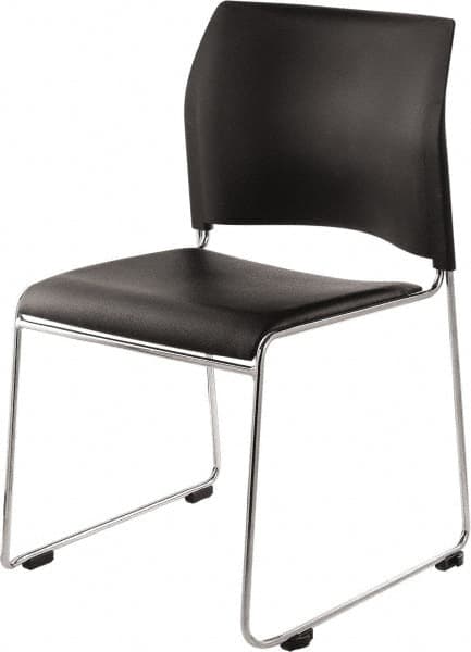 NPS - Vinyl Black Stacking Chair - Chrome Frame, 20" Wide x 19-1/4" Deep x 30" High - Exact Tooling