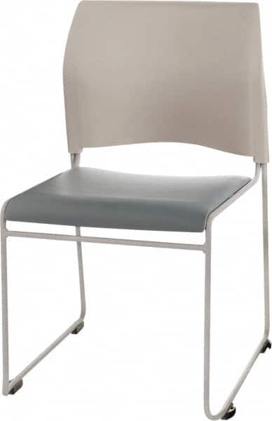 NPS - Vinyl Blue Stacking Chair - Silver Frame, 20" Wide x 19-1/4" Deep x 30" High - Exact Tooling