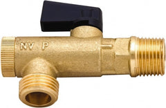 PRO-SOURCE - 1/2 x 1/2" Pipe, NPT Port, Brass Filter Ball Valve - Inline - One Way Flow, NPT Ends, Wedge Handle, 725 WOG - Exact Tooling