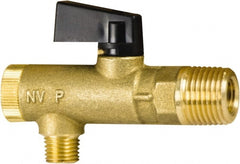 PRO-SOURCE - 3/8" Pipe, NPT Port, Brass Filter Ball Valve - Inline - One Way Flow, MNPT x FNPT Ends, Wedge Handle, 725 WOG - Exact Tooling