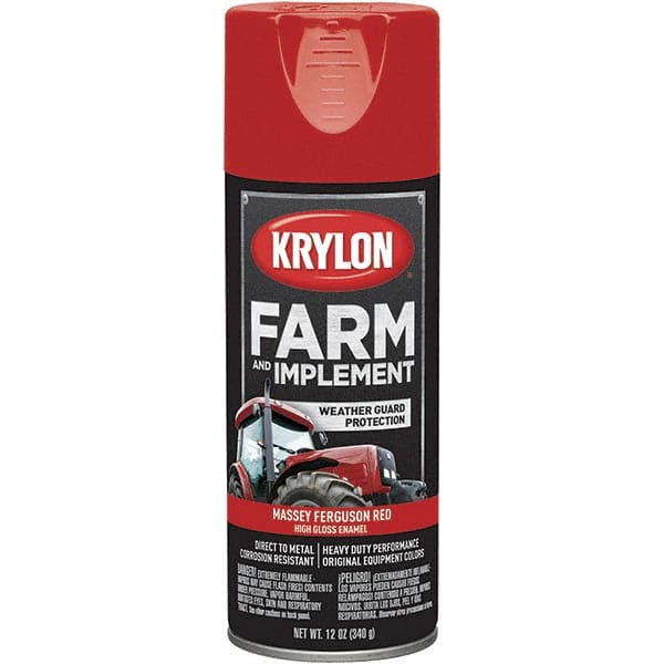 Krylon - Red (Massey Ferguson), 12 oz Net Fill, Gloss, Farm & Equipment Spray Paint - 12 oz Container, Use on Equipment - Exact Tooling