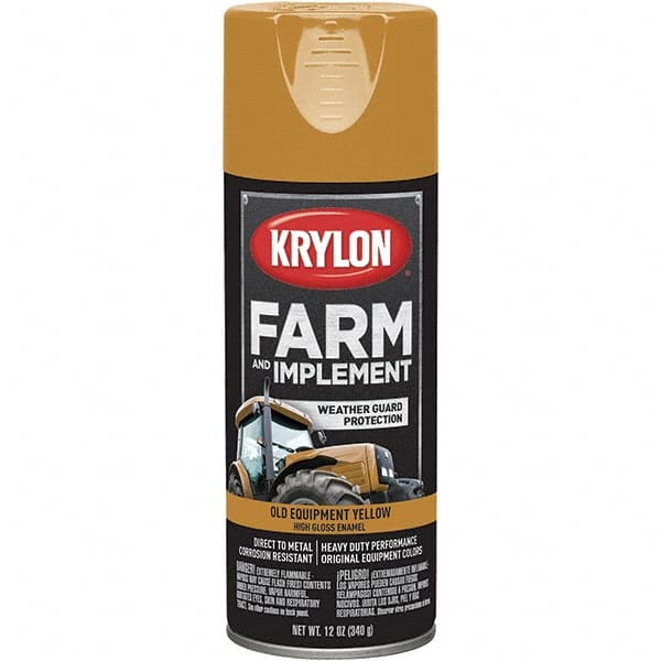 Krylon - Yellow (Caterpillar Old), 12 oz Net Fill, Gloss, Farm & Equipment Spray Paint - 12 oz Container, Use on Equipment - Exact Tooling