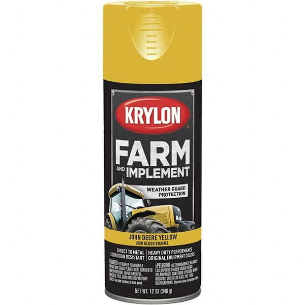 Krylon - Yellow (John Deere), 12 oz Net Fill, Gloss, Farm & Equipment Spray Paint - 12 oz Container, Use on Equipment - Exact Tooling