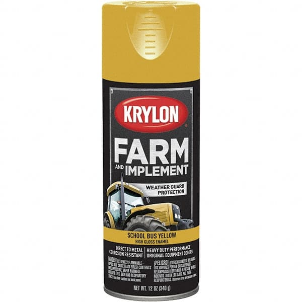 Krylon - School Bus Yellow, 12 oz Net Fill, Gloss, Farm & Equipment Spray Paint - 12 oz Container, Use on Equipment - Exact Tooling