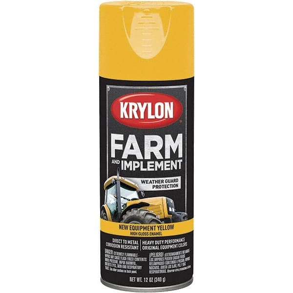 Krylon - Yellow, 12 oz Net Fill, Gloss, Farm & Equipment Spray Paint - 12 oz Container, Use on Equipment - Exact Tooling
