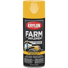 Krylon - Yellow, 12 oz Net Fill, Gloss, Farm & Equipment Spray Paint - 12 oz Container, Use on Equipment - Exact Tooling
