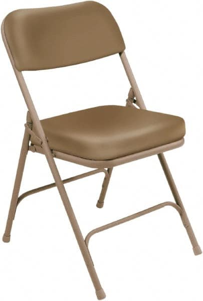 NPS - 18" Wide x 20-3/4" Deep x 32" High, Steel & Vinyl Folding Chair with Vinyl Padded Seat - Beige - Exact Tooling