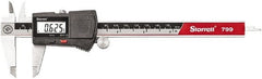 Starrett - 0 to 6" Range 0.0005" Resolution, Electronic Caliper - Stainless Steel with 2" Stainless Steel Jaws, RS232 Output - Exact Tooling