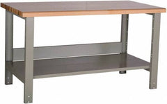 Rousseau Metal - 60 Wide x 30" Deep x 34" High, Laminated Hardwood Workbench - Fixed Legs - Exact Tooling