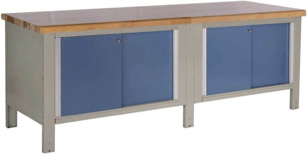 Rousseau Metal - 96 Wide x 30" Deep x 34" High, Laminated Hardwood Workbench - Fixed Legs - Exact Tooling