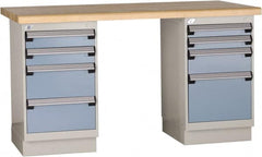 Rousseau Metal - 60 Wide x 30" Deep x 34" High, Laminated Hardwood Workbench - Fixed Legs - Exact Tooling