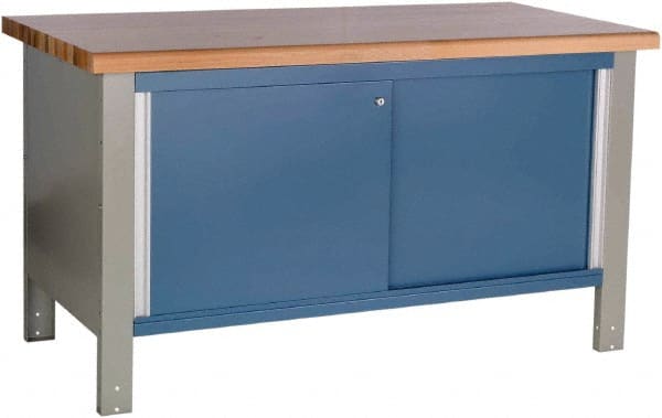 Rousseau Metal - 60 Wide x 30" Deep x 34" High, Laminated Hardwood Workbench - Fixed Legs - Exact Tooling