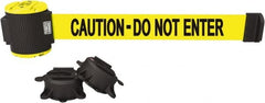 Banner Stakes - 30' Long x 2-1/2" Wide Nylon/Polyester Magnetic Wall Mount Barrier - Black on Yellow - Exact Tooling