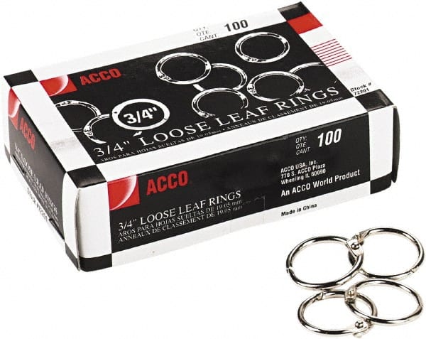 ACCO - 3/4", Book Rings - Steel, Silver - Exact Tooling