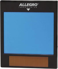 Allegro - 3.2" Wide x 3.9" High, Lens Shade 5 to 14, Plastic Auto-Darkening Lens - 0.4167" Thick, Green, Vertical Mount - Exact Tooling