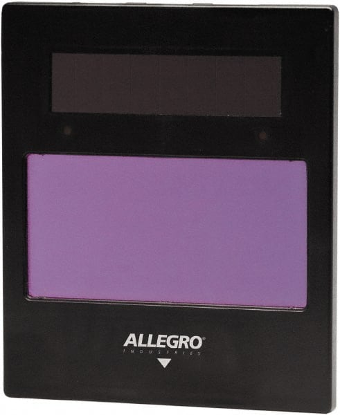 Allegro - 1.9" Wide x 3.8" High, Lens Shade 5 to 14, Plastic Auto-Darkening Lens - 0.4167" Thick, Green, Vertical Mount - Exact Tooling