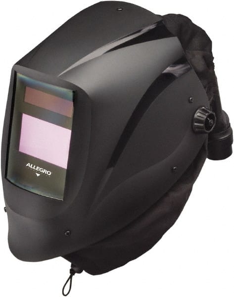 Allegro - Size Adjustable, PAPR Compatible Welding Helmet with Flip-Up Welding Lens over Face Shield - Dupont Super Tough Flame Retardant Nylon, Black, Compatible with EZ Air PAPR - Exact Tooling