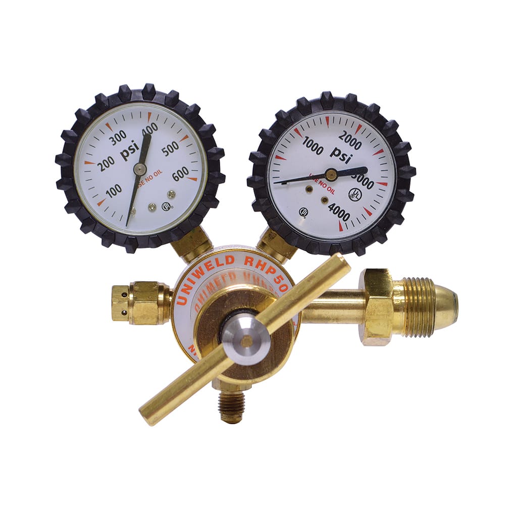 Made in USA - Welding Regulators; Gas Type: Nitrogen ; CGA Inlet Connection: 580 ; Fitting Type: Male ; Maximum Pressure (psi): 4000.00 ; Thread Size: SAE Flare ; Rotation: Clockwise - Exact Tooling