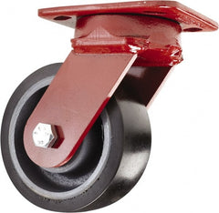 Hamilton - 5" Diam x 2" Wide x 6-1/2" OAH Top Plate Mount Swivel Caster - Polyurethane, 1,360 Lb Capacity, Sealed Precision Ball Bearing, 4 x 5" Plate - Exact Tooling