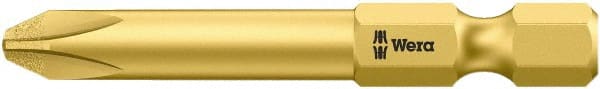 Wera - #1, Hex Drive Phillips Power Screwdriver Bit - 1/4" Drive, 2" OAL - Exact Tooling