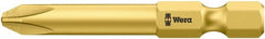Wera - #1, Hex Drive Phillips Power Screwdriver Bit - 1/4" Drive, 2" OAL - Exact Tooling