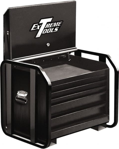 EXTREME TOOLS - 36" Wide x 25-1/4" Deep x 28-1/4" High Job Site Road Box - 1 Door, Steel, Black - Exact Tooling