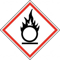 NMC - Hazardous Materials Label, Header: Oxidizer Warning - Legend: GHS - Graphic, English, Black & Red, 2" Long x 2" High, No Coating - Exact Tooling