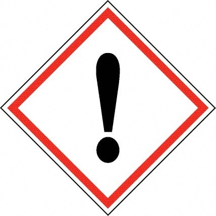 NMC - Hazardous Materials Label, Header: Harmful Irritant Warning - Legend: GHS - Graphic, English, Black & Red, 2" Long x 2" High, No Coating - Exact Tooling