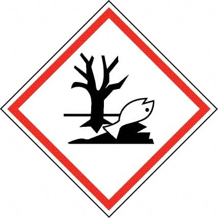 NMC - Hazardous Materials Label, Header: Dangerous for Environment Warning - Legend: GHS - Graphic, English, Black & Red, 2" Long x 2" High, No Coating - Exact Tooling