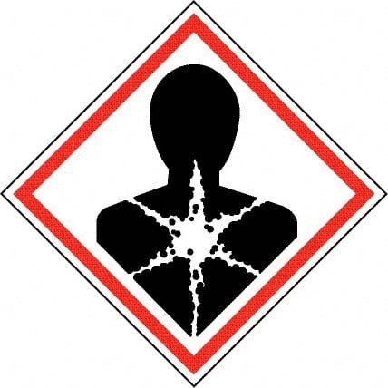 NMC - Hazardous Materials Label, Header: Health Hazard - Legend: GHS - Graphic, English, Black & Red, 2" Long x 2" High, No Coating - Exact Tooling