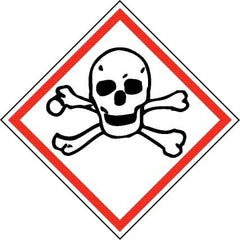 NMC - Hazardous Materials Label, Header: Toxic Warning - Legend: GHS - Graphic, English, Black & Red, 2" Long x 2" High, No Coating - Exact Tooling