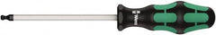 Wera - 1/4" Hex Ball End Driver - 5" Bade Length, Ergonomic Cushion Grip Handle, 230mm OAL - Exact Tooling