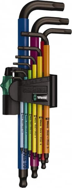 Wera - 9 Piece L-Key Hex Key Set - Hex Range 1.5 to 10mm - Exact Tooling