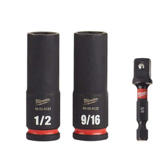 Milwaukee Tool - 3 Pc 3/8" Drive Deep Socket Set - Exact Tooling