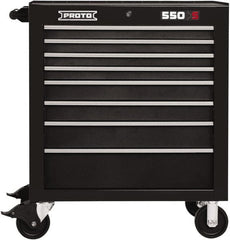 Proto - 8 Drawer 15,134 Lb Capacity Steel Tool Roller Cabinet - 34" Wide x 41" High x 25-1/4" Deep, Ball Bearing Drawer Slides, Black - Exact Tooling