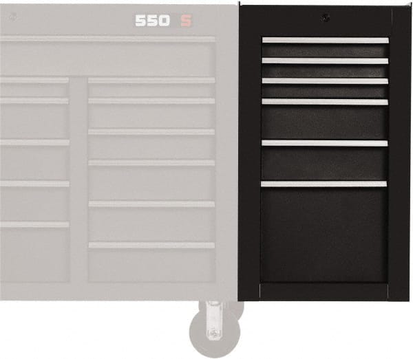 Proto - 6 Drawer Black Side Cabinet - 19" Wide x 34" High x 25" Deep, Use with 500 Series Box - Exact Tooling