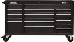Proto - 20 Drawer Mobile Workstation - 67" Wide x 25-1/4" Deep x 41" High, Steel, Dual Black - Exact Tooling