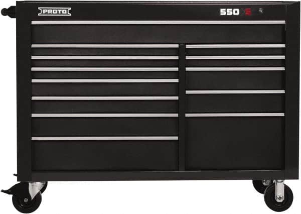 Proto - 13 Drawer Mobile Workstation - 57" Wide x 25-1/4" Deep x 43" High, Steel, Dual Black - Exact Tooling